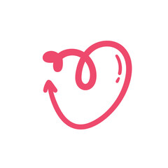 Hand drawn heart line. red heart love on valentines day