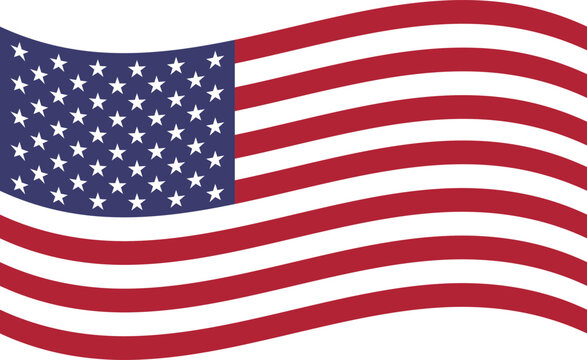 Waving USA flag. Preserved standard colors and proportions. Suitable for use in web design, print, for icons and banners.