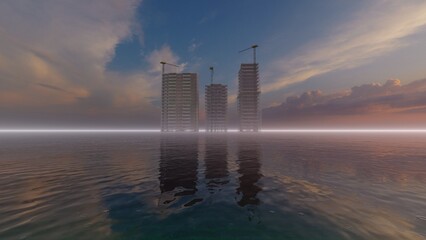 Naklejka premium abandoned tower at sea