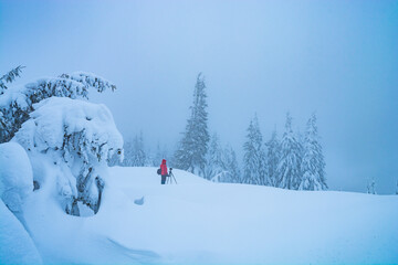 Photographer waiting for the sunlight