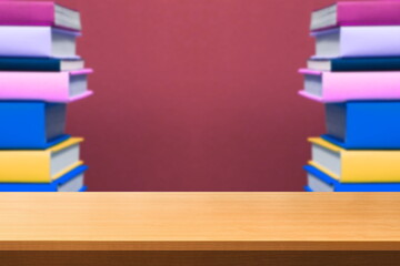 library books with nice wood table