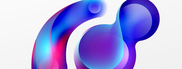 Fluid abstract background. Liquid color gradients composition. Round shapes and circle flowing design for wallpaper, banner, background or landing