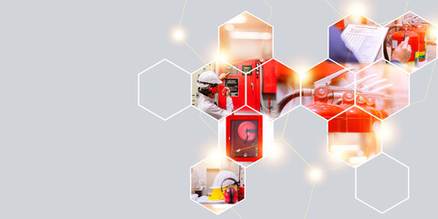 fire extinguishing system,industrial fire control system,fire Alarm controller, fire notifier, anti fire.system ready In the event of a fire , fire extinguishing system service concept .