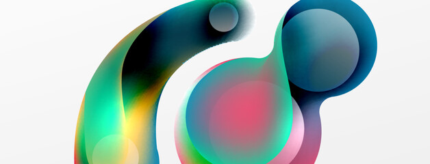 Fluid abstract background. Liquid color gradients composition. Round shapes and circle flowing design for wallpaper, banner, background or landing