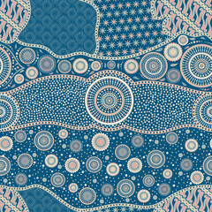 the pattern design blends batik with aboriginal style for textiles.