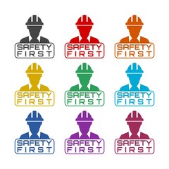Safety first icon. Set icons colorful