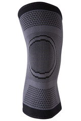 3d sports gray knee pad for support and protection of the knee joint, frontal location, isolate