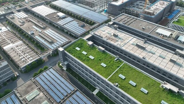 solar panels on factory rooftop