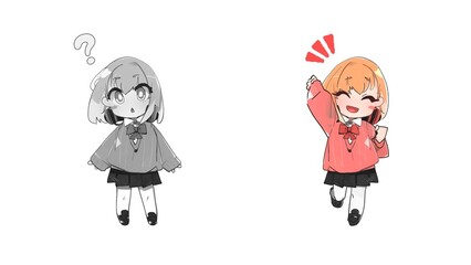 少女 キャラクター 萌え 女子高生 デフォルメ 白背景 [別Verあり]