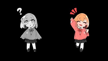 少女 キャラクター 萌え 女子高生 デフォルメ 黒背景 [別Verあり]