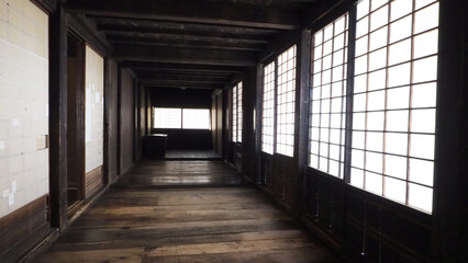 Old Japanese wooden house  and paper sliding door