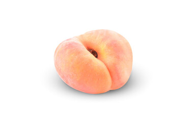  Ripe chinese flat peach fruit isolated on white background