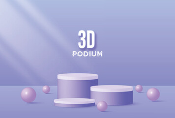 Purple 3d podium stages with with window shadow room
