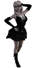 3d illustration of a sexy blonde model posing in a Goth outfit
