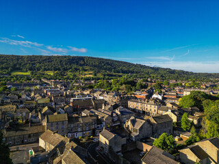 Aerial view of Otley town centre. A market town in West Yorkshire. © ImageryBT