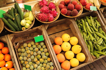 a market stall with different vegetables