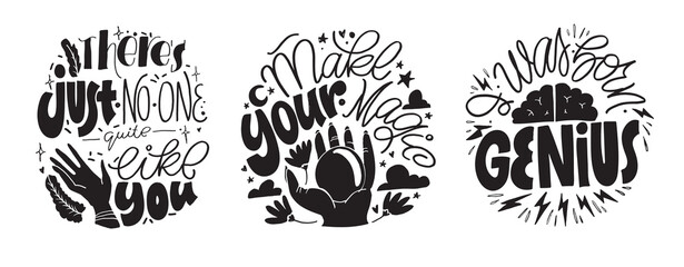 Cute hand drawn motivation lettering phrase. Lettering for t-shirt design. 