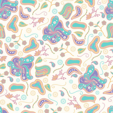 pastel color ethnic batik element seamless pattern design