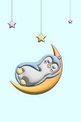 Fototapeta premium good night penguin illustration