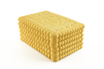 Stacked buttery biscuits isolated on white background
