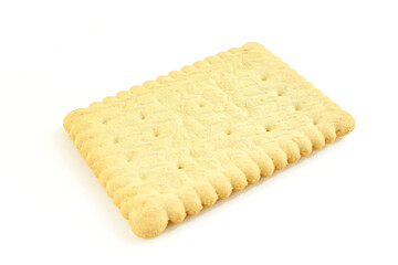 Single buttery tea biscuit isolated onh white background