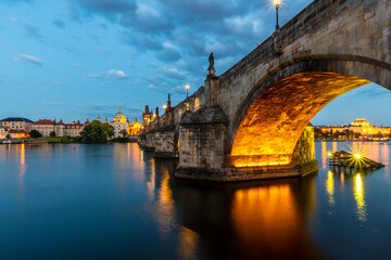 Obraz premium Charles Bridge night view in Prague City