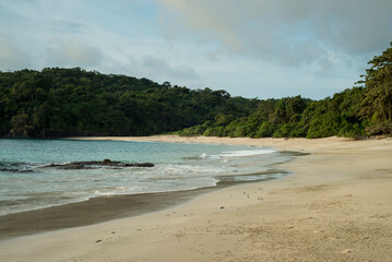 Tropical beach at low tide, Las Perlas archipelago, Panama - stock photo