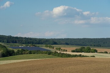 Fototapeta na wymiar Solar panels on a meadow in the countryside