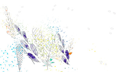 Vector botanical wall arts, with leaves and flower. Minimalistic and natural. Leaves and line arts design. Sample text area included.