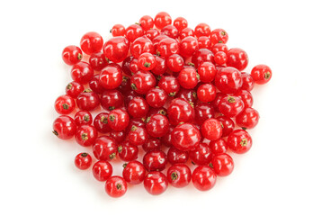 Pile of red currant fruit isolated on white background