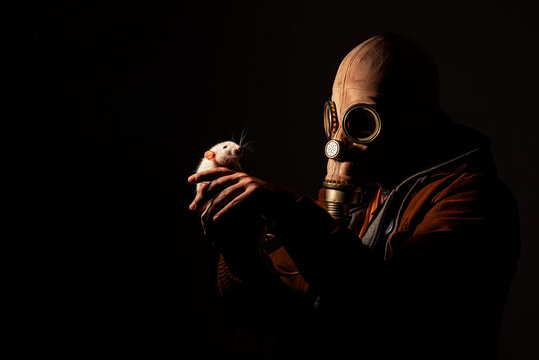 Studio portrait of a person with a totally unrecognizable mask