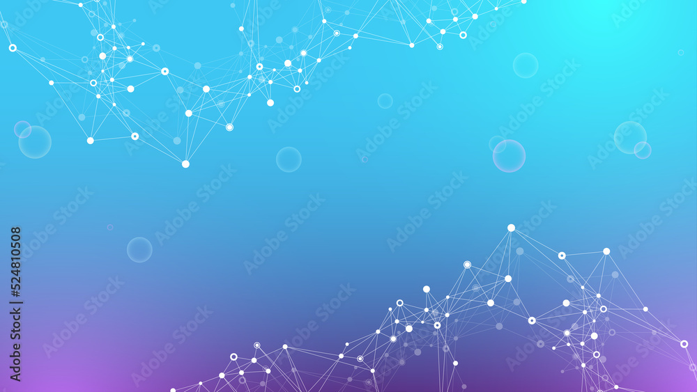 Poster Technology abstract background with connected line and dots. Big data visualization. Artificial Intelligence and Machine Learning Concept Background. Analytical networks illustration