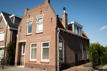  typical Dutch house on a street located  in Oud-Beijerland Netherlands