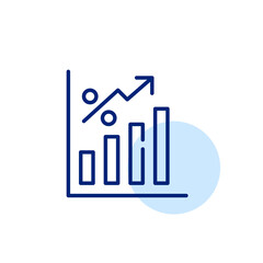 Growing stocks bar chart. Profitable investment. Pixel perfect, editable stroke line art icon