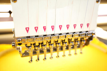 High technology automatic sewing machine control by computer programming. Sewing machine for mass...