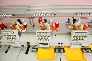 High technology automatic sewing machine control by computer programming. Sewing machine for mass...