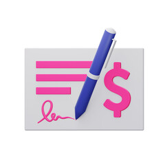 cheque 3d icon illustration