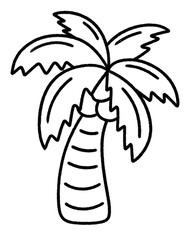 Palm tree island coconut cartoon line icon