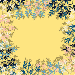 branches with colorful leaves frame vector background