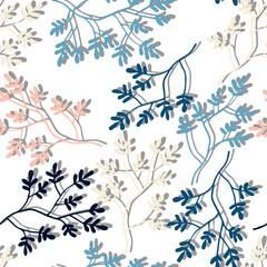 branches with colorful leaves vector seamless pattern