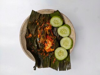 Pepes food on aplate,pepes is traditional food from indonesia
