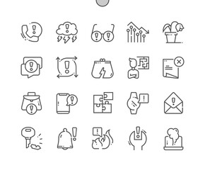 Problem. Labyrinth, bankrupt, error file. Alert, exclamation mark, warning sign. Pixel Perfect Vector Thin Line Icons. Simple Minimal Pictogram