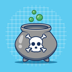 Cauldron with skull icon vector illustration. Halloween day.
