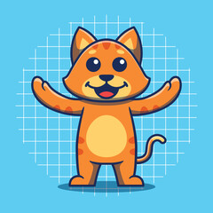 Cute cat mascot vector illustration.