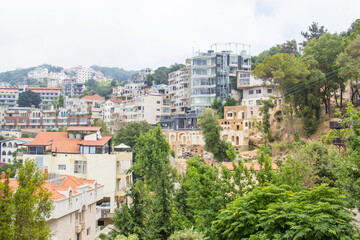 Fototapeta na wymiar tiful view of the funicular at the resort town of Jounieh from Mount Harisa, Lebanon