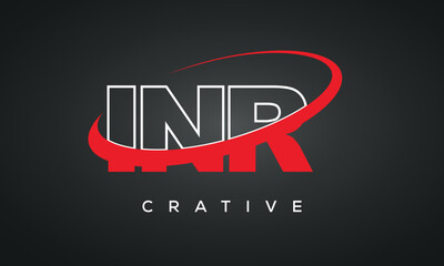 INR letters typography monogram logo , creative modern logo icon with 360 symbol