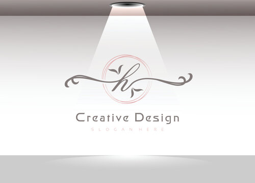 Elegant handwriting letter H logo template