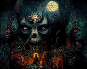 Fototapeta na wymiar Heavy Metal Album Movie Poster Cover Horror Style Printable 