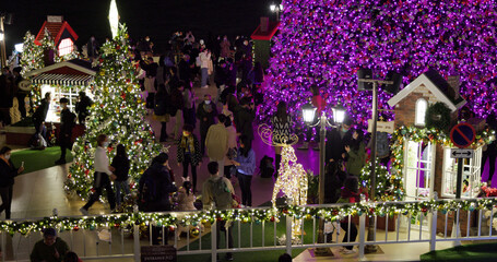 Christmas decoration in city of Hong Kong at night