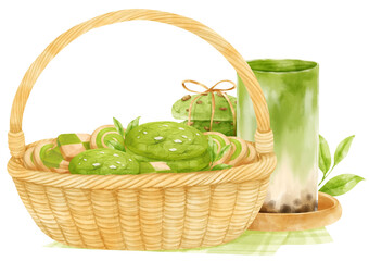 watercolor basket of cookies